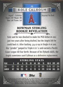 2012 Bowman Sterling #25 Kole Calhoun Back