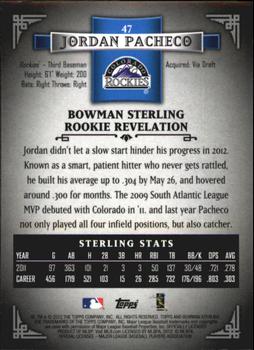 2012 Bowman Sterling #47 Jordan Pacheco Back