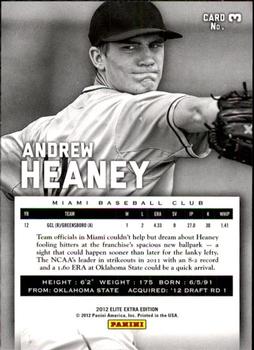 2012 Panini Elite Extra Edition #3 Andrew Heaney Back