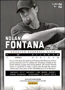 2012 Panini Elite Extra Edition #22 Nolan Fontana Back