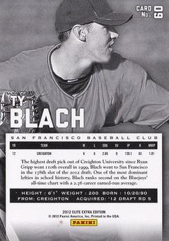 2012 Panini Elite Extra Edition #60 Ty Blach Back
