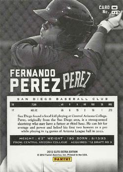 2012 Panini Elite Extra Edition #90 Fernando Perez Back
