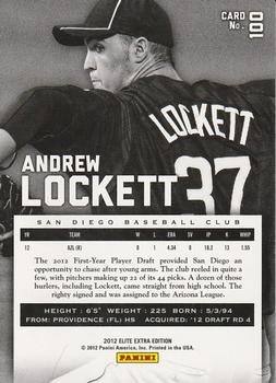 2012 Panini Elite Extra Edition #100 Andrew Lockett Back