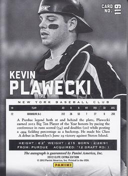 2012 Panini Elite Extra Edition #119 Kevin Plawecki Back