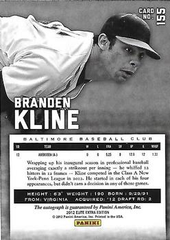 2012 Panini Elite Extra Edition #155 Branden Kline Back
