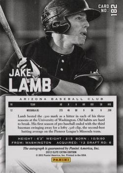 2012 Panini Elite Extra Edition #182 Jake Lamb Back