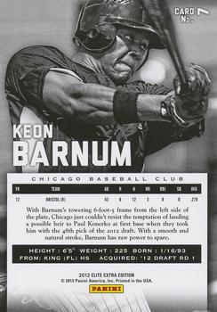 2012 Panini Elite Extra Edition #7 Keon Barnum Back