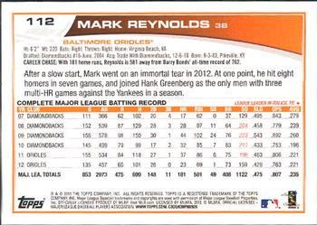 2013 Topps #112 Mark Reynolds Back