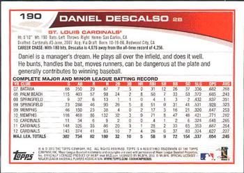 2013 Topps #190 Daniel Descalso Back