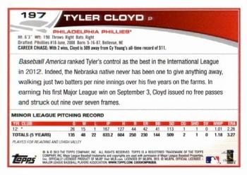 2013 Topps #197 Tyler Cloyd Back