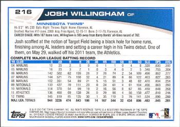 2013 Topps #216 Josh Willingham Back