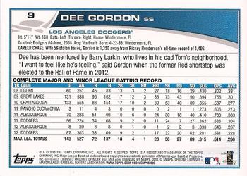 2013 Topps #9 Dee Gordon Back