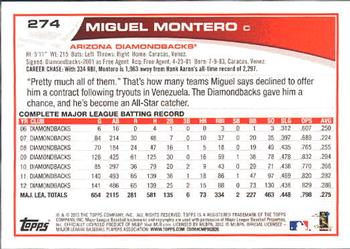 2013 Topps #274 Miguel Montero Back