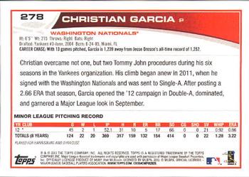 2013 Topps #278 Christian Garcia Back
