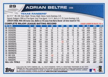2013 Topps #29 Adrian Beltre Back