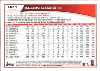 2013 Topps #321 Allen Craig Back