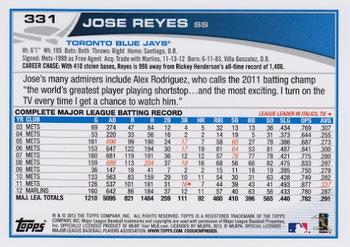 2013 Topps #331 Jose Reyes Back