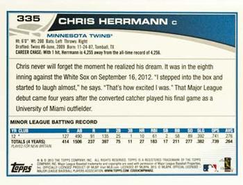 2013 Topps #335 Chris Herrmann Back
