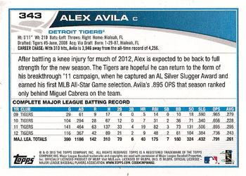 2013 Topps #343 Alex Avila Back