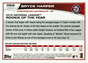 2013 Topps #369 Bryce Harper Back