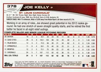 2013 Topps #378 Joe Kelly Back