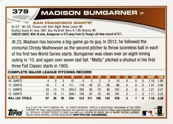 2013 Topps #379 Madison Bumgarner Back