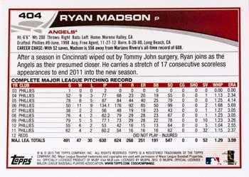 2013 Topps #404 Ryan Madson Back