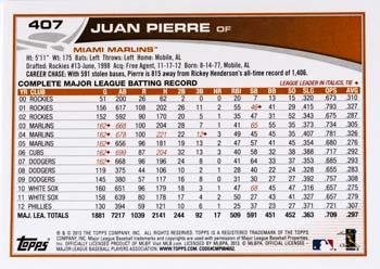 2013 Topps #407 Juan Pierre Back