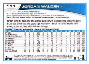 2013 Topps #444 Jordan Walden Back