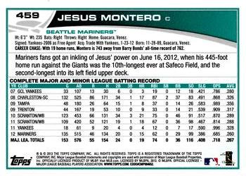 2013 Topps #459 Jesus Montero Back