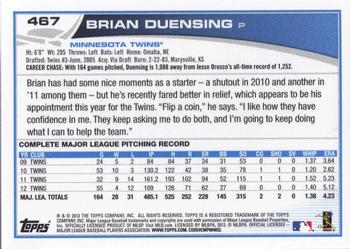 2013 Topps #467 Brian Duensing Back