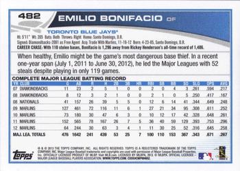 2013 Topps #482 Emilio Bonifacio Back