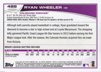 2013 Topps #488 Ryan Wheeler Back