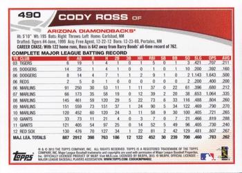 2013 Topps #490 Cody Ross Back