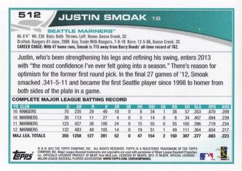 2013 Topps #512 Justin Smoak Back