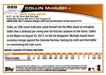 2013 Topps #529 Collin McHugh Back