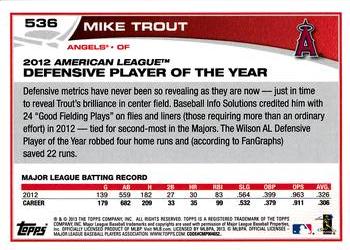 2013 Topps #536 Mike Trout Back