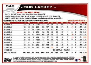 2013 Topps #548 John Lackey Back