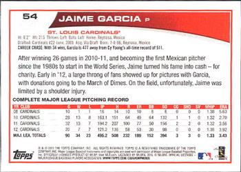 2013 Topps #54 Jaime Garcia Back