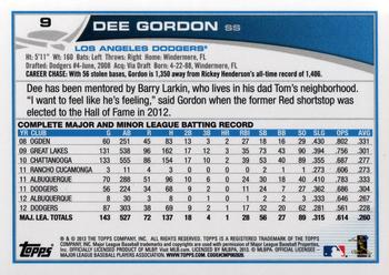 2013 Topps #9 Dee Gordon Back