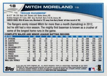 2013 Topps #18 Mitch Moreland Back
