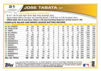 2013 Topps #31 Jose Tabata Back