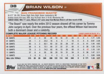 2013 Topps #38 Brian Wilson Back