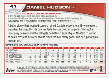 2013 Topps #41 Daniel Hudson Back
