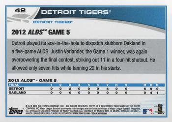 2013 Topps #42 Detroit Tigers Back
