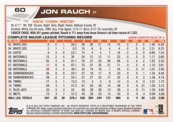 2013 Topps #60 Jon Rauch Back