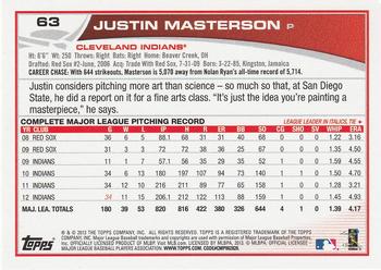 2013 Topps #63 Justin Masterson Back