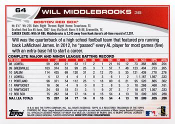 2013 Topps #64 Will Middlebrooks Back
