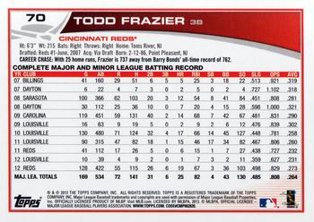 2013 Topps #70 Todd Frazier Back