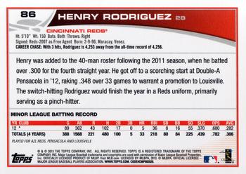 2013 Topps #86 Henry Rodriguez Back